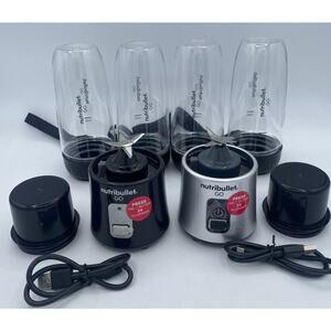 NutriBullet GO Set 2 Cordless Blenders + 4 Cups Black / Silver NB50302BL No Box